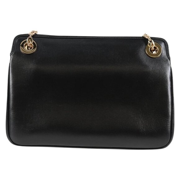 GUCCI Chain Marina Shoulder Bag Leather Black Gold 576422 Auth 133932V - Picture 3 of 16